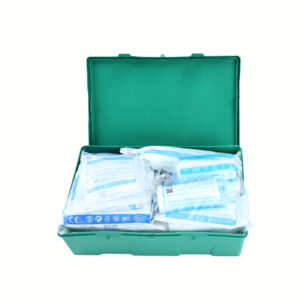 Forward of green DIN 13164 First Aid Kit Box