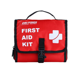A first aid kit featuring the phrase "On Power," representing preparedness and strength in health-related situations.