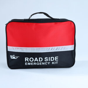 Roadside emergency kit bag in red and black, suitable for car safety and emergencies.